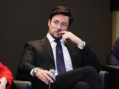 The journalist Andrea Giambruno participates in an event in Rome last March.