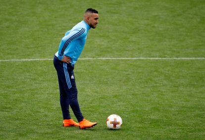 Payet, durante el entrenamiento del Olympique de Marsella en el Stade de Lyon.