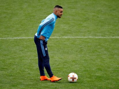 Payet, durante el entrenamiento del Olympique de Marsella en el Stade de Lyon.