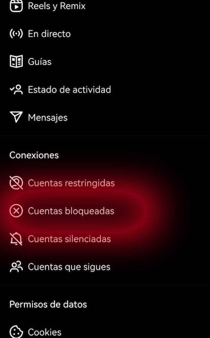 Usuarios bloqueados en Instagram