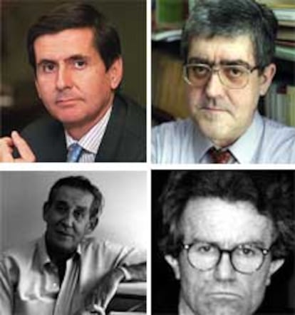 De izquierda a derecha y de arriba abajo, Pedro González-Trevijano, Javier Corcuera, Francisco Rubio-Llorente y Javier Pérez Royo.