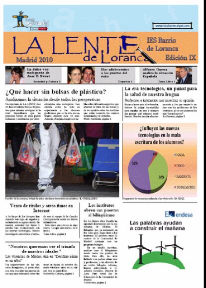 Imagen de la portada del periódico 'La Lente de Loranca' del instituto Barrio de Loranca de Fuenlabrada (Madrid)