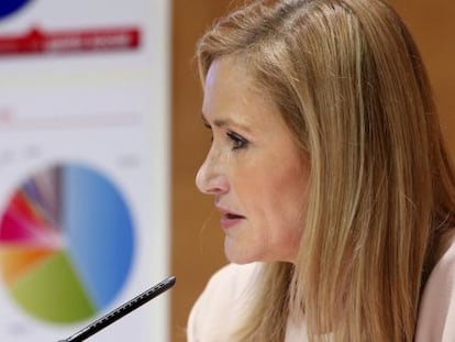 GRA266. MADRID, 29/10/2015.- Fotograf&iacute;a facilitada por la Comunidad de Madrid, de la presidenta regional, Cristina Cifuentes, que ha presidido hoy la reuni&oacute;n del Consejo de Gobierno extraordinario para la aprobaci&oacute;n del proyecto de los presupuestos de 2016. EFE