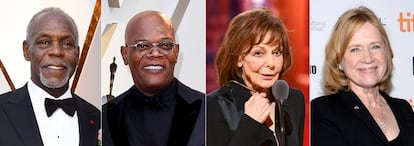 Desde la izquierda, Danny Glover, Samuel L. Jackson, Elaine May y Liv Ullmannm, los Oscar de honor de 2022.