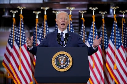 El presidente de EE UU, Joe Biden, presenta el plan de infraestructuras en Pittsburgh, el 31 de marzo.