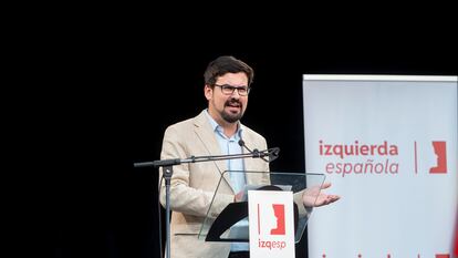 El líder de Izquierda Española, Guillermo del Valle, durante el acto de presentación de su partido, en marzo.