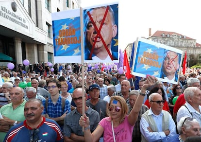 Manifestación en septiembre de 2018 contra Viktor Orban en Budapest. 