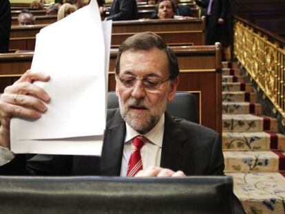 El presidente Mariano Rajoy en el Congreso