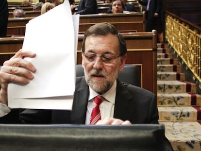 El presidente Mariano Rajoy en el Congreso