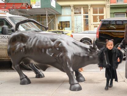 Kim Kardashian y su hija, North West, el pasado mi&eacute;rcoles en Nueva York.
