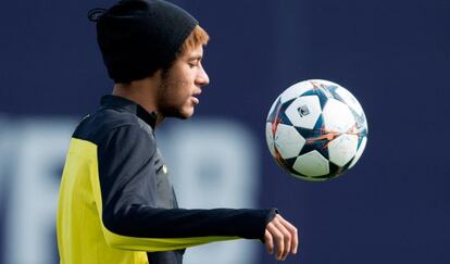 Neymar, durante un entrenamiento en Sant Joan Despi.
