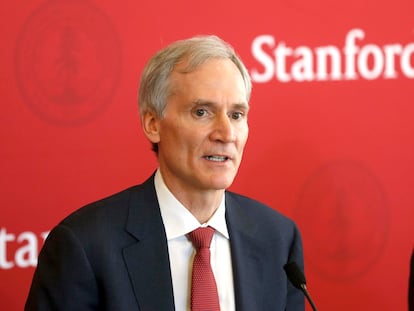 Marc Tessier-Lavigne en una conferencia de prensa en Stanford en febrero de 2016.