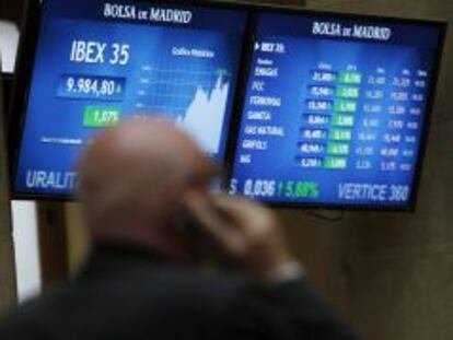 Vista del panel de la Bolsa de Madrid.