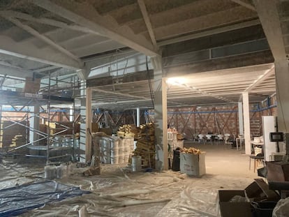 Aspecte de l’estat actual de la sala d’actes del Col·legi d’Arquitectes.