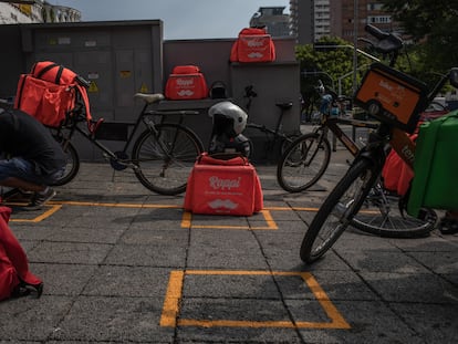 Repartidores de Rappi en Sao Paulo, en abril de 2020.