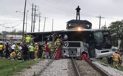 El lugar del accidente en Biloxi, Misisipi, este martes