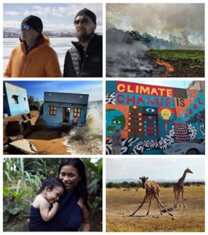 El actor apenas se deja ver en las imágenes que publica en la red social. Y cuando lo hace (arriba, izquierda), aparece implicado en causas medioambientales.