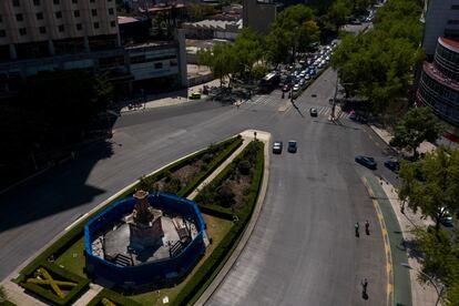 La estatua de Cristóbal Colón fue retirada del paseo de la Reforma para su restauración en octubre de 2020.