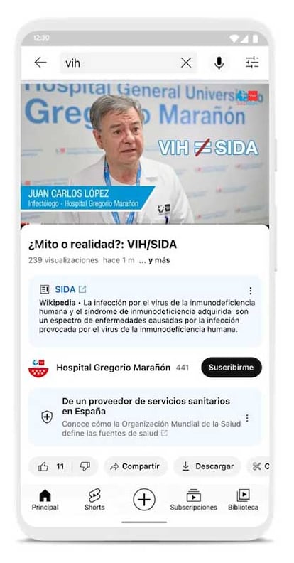 Opciones de uso de YouTube Health