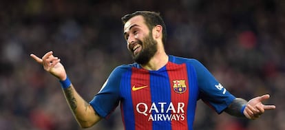 Aleix Vidal, despu&eacute;s de marcarle al Athletic.