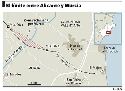 Así quedan los límites de Murcia y Alicante.