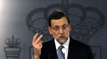 Mariano Rajoy, speaking in Madrid on Monday.