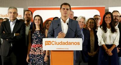 La nueva Ejecutiva de Ciudadanos, ayer en Madrid.