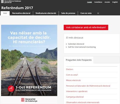 Així és el web del referèndum.