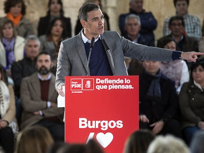 El presidente del Gobierno y secretario general del PSOE, Pedro Sánchez, este miércoles en un acto de su partido en Burgos.