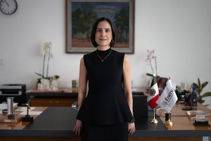 Luz Elena González Escobar titular de la Secretaría de Energía, en su oficina en Ciudad de México, el 7 de agosto 2025.