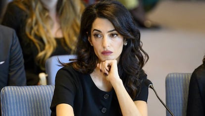 Amal Clooney, en el Consejo de Seguridad de Naciones Unidas el pasado abril.