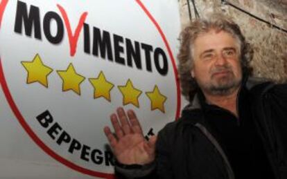 El cómico italiano Beppe Grillo, impulsor de Movimiento 5 Estrellas, partido contrario a la moneda común.