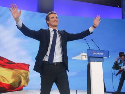 Pablo Casado durante la convención PP.