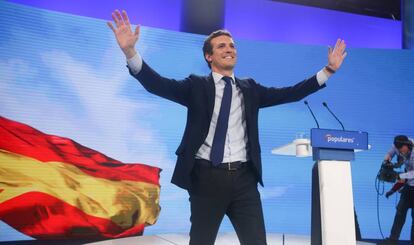 Pablo Casado durante la convención PP.