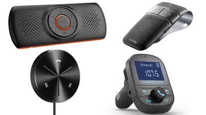 De izquierda a derecha y de arriba a abajo: manos libres Aigoss T826, Cellularline Easy Drive Universal, Aukey BR-C8 y Energy Car Transmitter FM Bluetooth Pro.