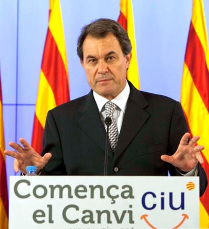 Artur Mas, líder de CiU, durante su declaración institucional.