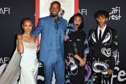 Tanto Jada como sus hijos Jaden y Willow han acompañado a su padre en la promoción de su última película.