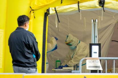 A PCR testing site in Barcelona on Wednesday.