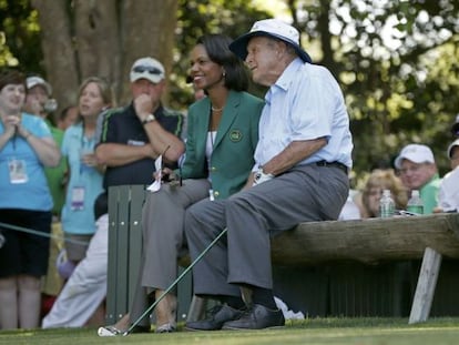 Condoleezza Rice y Arnold Palmer, este miércoles.