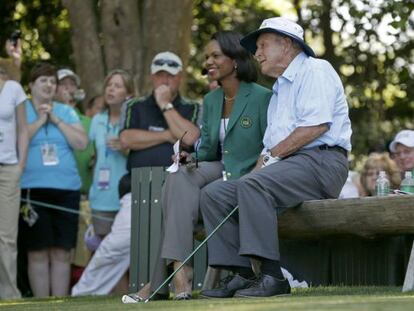 Condoleezza Rice y Arnold Palmer, este miércoles.