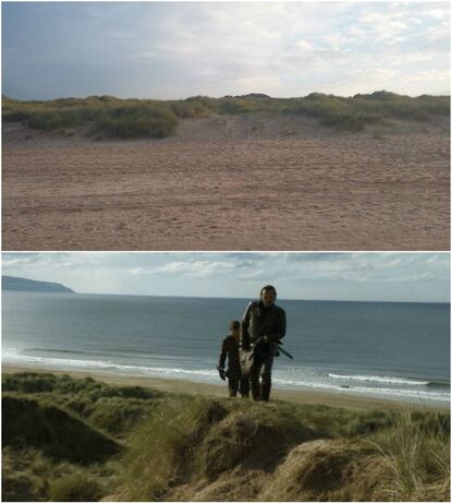 Las dunas y playa de Portstewart Strand.