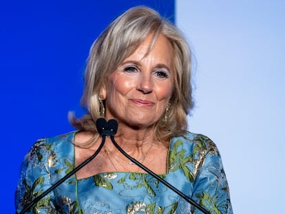 First lady Jill Biden speaks, Jan. 25, 2023, in Washington. The first lady will visit Namibia and Kenya this week as part of a push by the United States to step up engagement with Africa as a counterweight to China's influence on the continent, the White House announced Tuesday.