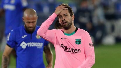 Gerard Piqué, durant el partit contra el Getafe.