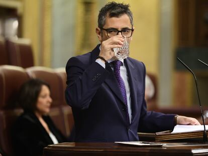 El ministro de la Presidencia, Félix Bolaños, en el Congreso de los Diputados, el pasado abril.