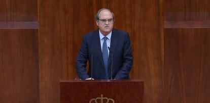 Ángel Gabilondo, durante el debate del Estado de la región. 