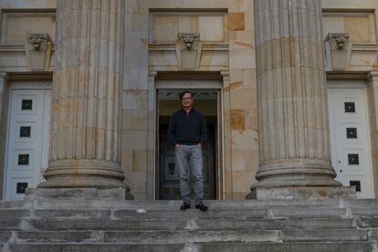 Gustavo Petro on the stairs of the Colombian Senate on September 9, 2021.