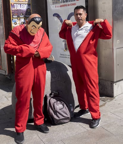 David (r) and Ederson (l) have recently started dressing up as characters from 'Money Heist.'