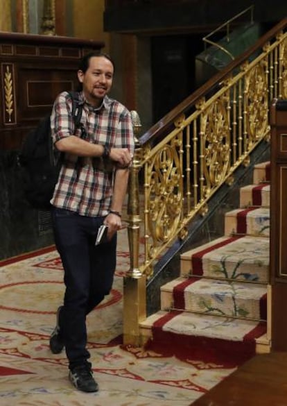 Podemos leader Pablo Iglesias in Congress, where his group successfully introduced a motion on energy poverty.