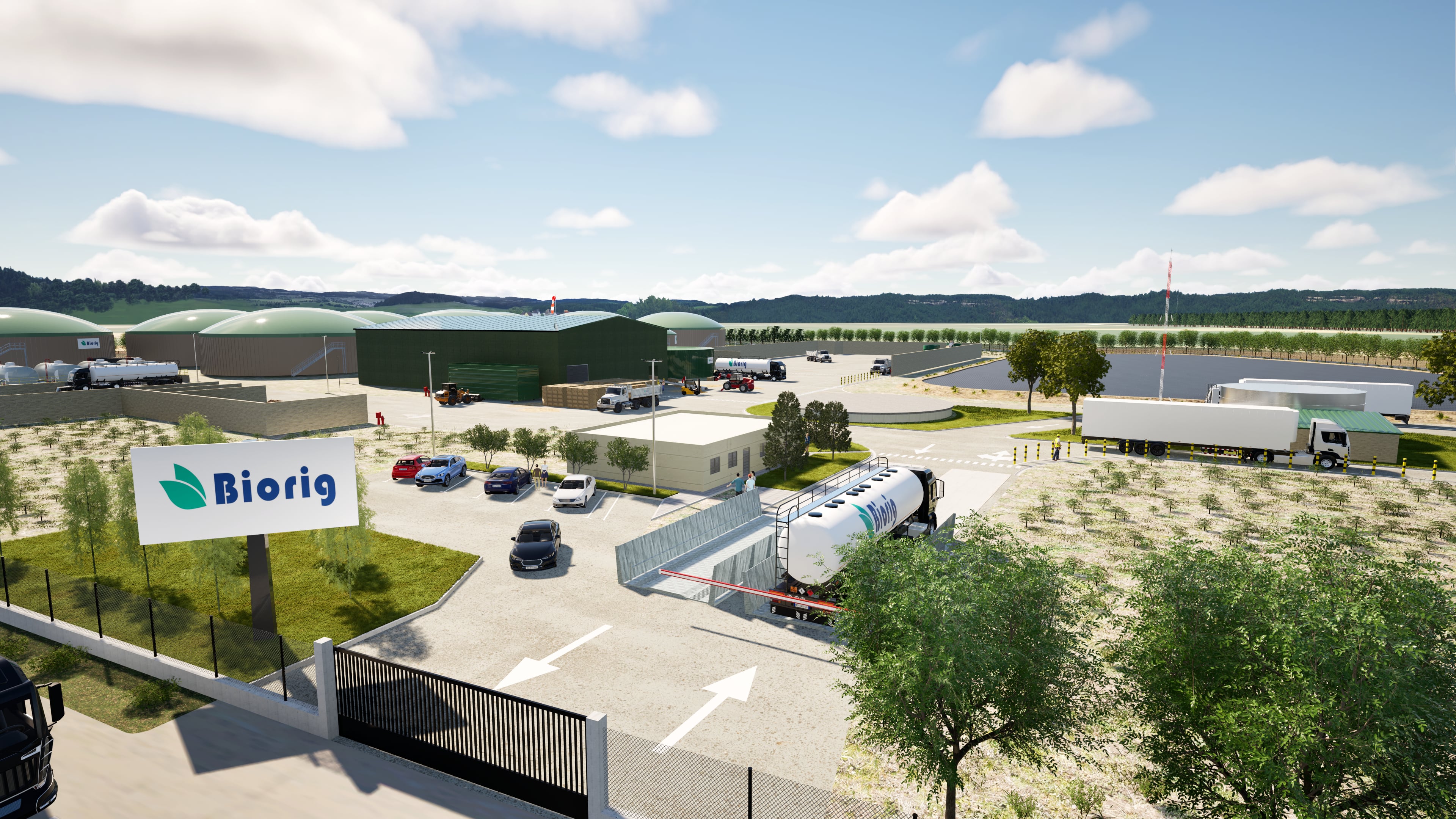 Recreación de una planta de biometano de Biorig, filial de Solarig. Imagen cedida por la empresa.