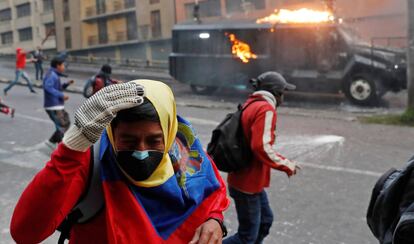 Enfrentamientos en Quito, este lunes.